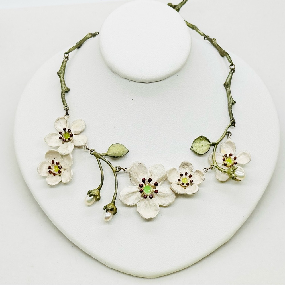 Michael Michaud Dogwood Spray Necklace 8104 Bronze Copper Floral Flower